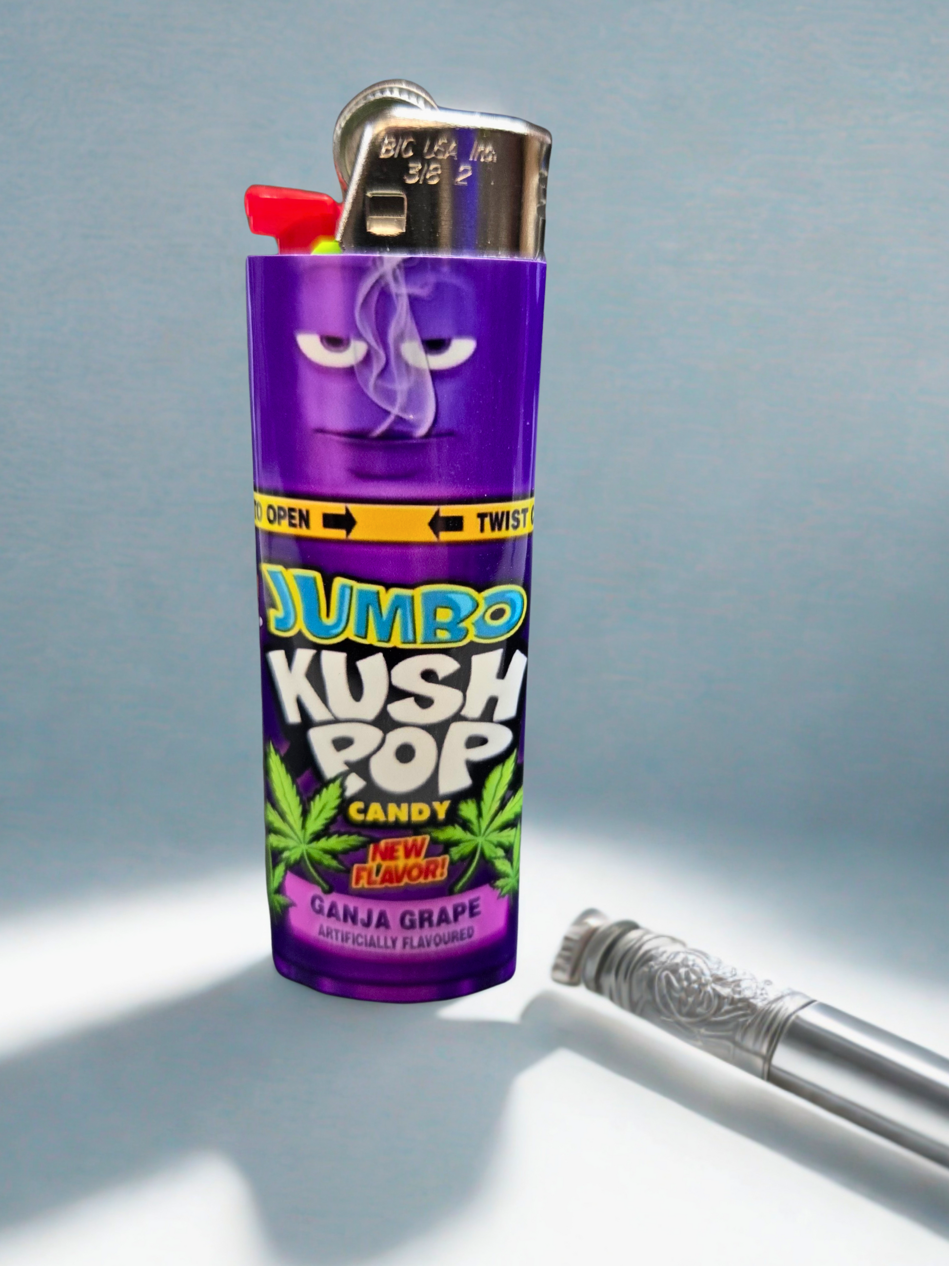 🔥 Jumbo Kush Pop Bic Lighter – Ganja Grape Edition 🔥